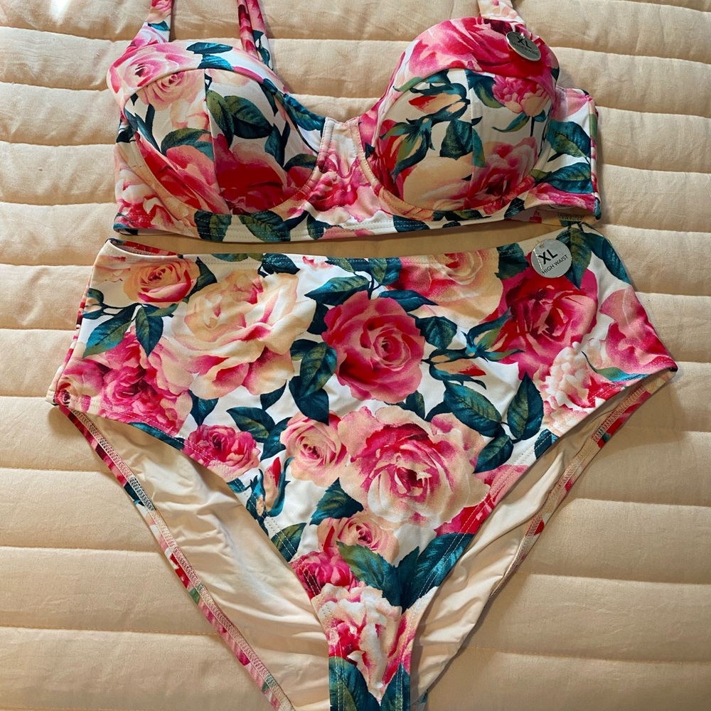 Floral high waisted bikini